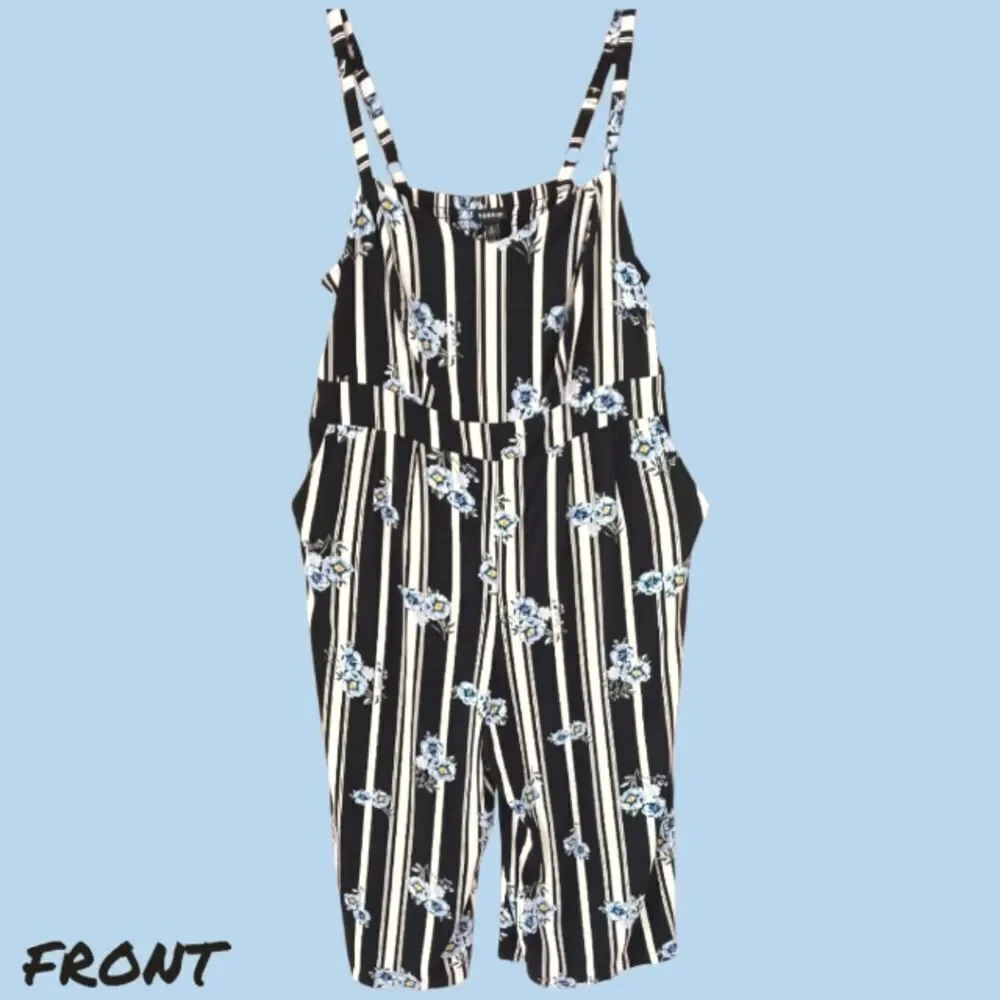 TORRID 2X Striped Floral Challis Culotte Summer Jumpsuit NWOT - Picture 2 of 13